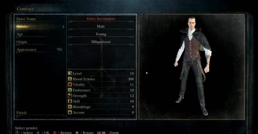 bloodborne character customisation